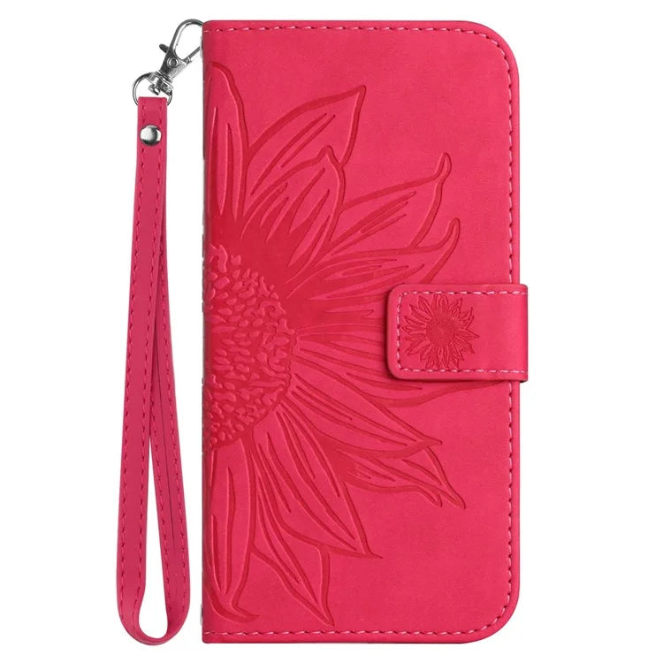 HT04 For Motorola Moto E14 4G / G04 4G / G04s 4G / G24 4G Case Leather Sunflower Design Flip Wallet Phone Cover