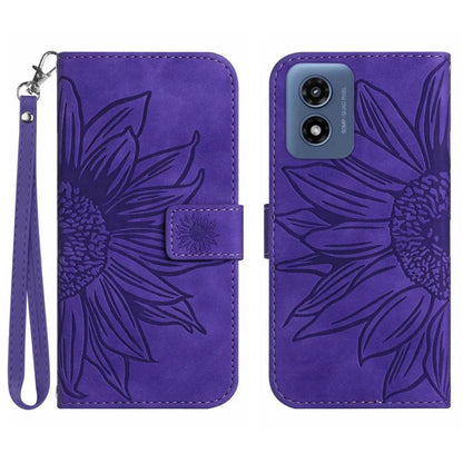 HT04 For Motorola Moto E14 4G / G04 4G / G04s 4G / G24 4G Case Leather Sunflower Design Flip Wallet Phone Cover