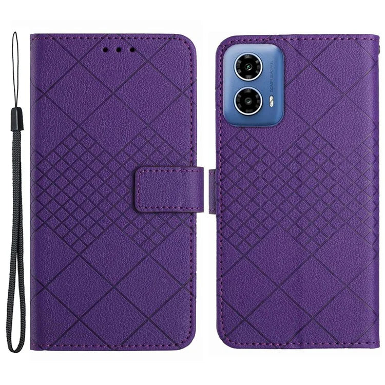 HT06 For Motorola Moto G85 5G / S50 Neo 5G Case PU Leather Wallet Rhombus Phone Cover