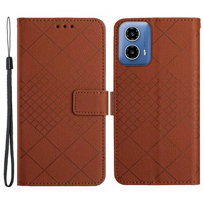 HT06 For Motorola Moto G85 5G / S50 Neo 5G Case PU Leather Wallet Rhombus Phone Cover