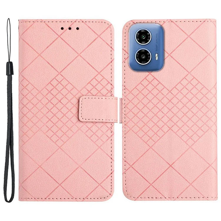 HT06 For Motorola Moto G85 5G / S50 Neo 5G Case PU Leather Wallet Rhombus Phone Cover