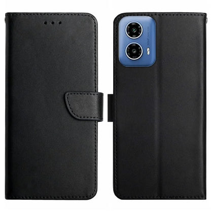 HT02 For Motorola Moto G85 5G / S50 Neo 5G Case Nappa Texture Genuine Cow Leather Phone Cover Card Holder