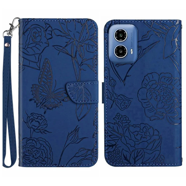 HT03 For Motorola Moto G85 5G / S50 Neo 5G Case Leather Phone Cover Butterfly Flower Imprinted