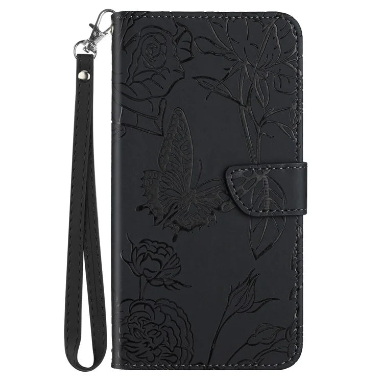 HT03 For Motorola Moto G85 5G / S50 Neo 5G Case Leather Phone Cover Butterfly Flower Imprinted