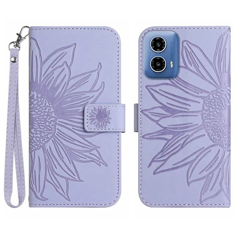 HT04 For Motorola Moto G85 5G / S50 Neo 5G Case Sunflower Flip Shockproof PU Leather Phone Cover
