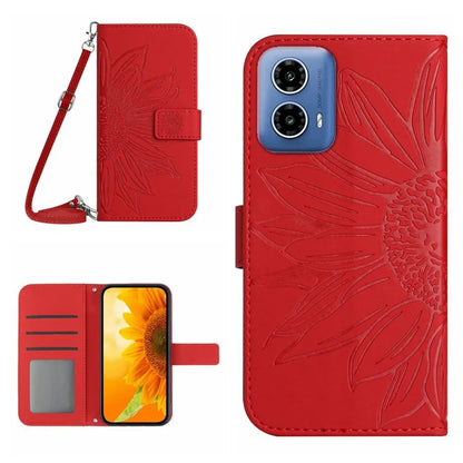 HT04 For Motorola Moto G85 5G / S50 Neo 5G Case Sunflower Imprinted Crossbody Leather Phone Cover