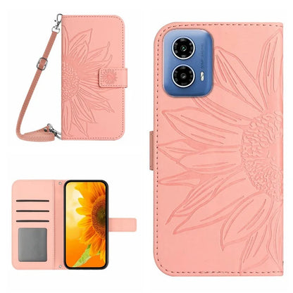 HT04 For Motorola Moto G85 5G / S50 Neo 5G Case Sunflower Imprinted Crossbody Leather Phone Cover