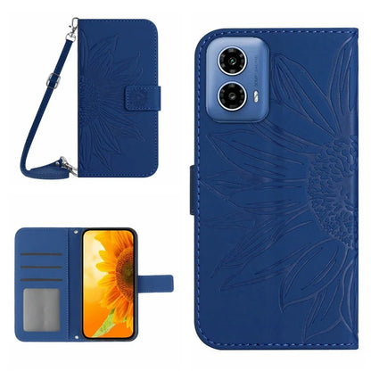 HT04 For Motorola Moto G85 5G / S50 Neo 5G Case Sunflower Imprinted Crossbody Leather Phone Cover