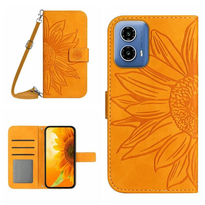 HT04 For Motorola Moto G85 5G / S50 Neo 5G Case Sunflower Imprinted Crossbody Leather Phone Cover