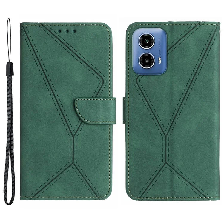 HT05 For Motorola Moto G85 5G / S50 Neo 5G Case Stand Function Leather Phone Cover Splicing Lines