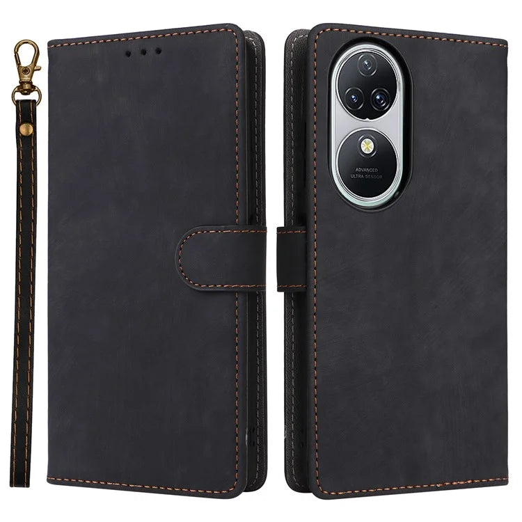 For Oukitel C38 Case with Hand Strap Leather Phone Cover RFID Blocking