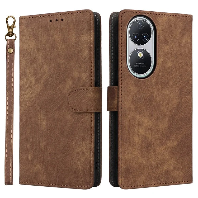 For Oukitel C38 Case with Hand Strap Leather Phone Cover RFID Blocking