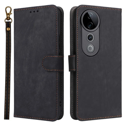 For vivo S19 Pro 5G Case Stand View RFID Blocking Leather Phone Cover with Strap
