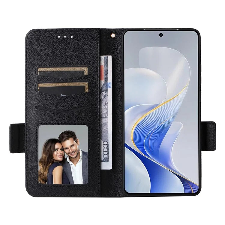For vivo S19 5G Case with Strap Leather Phone Cover Litchi Texture Horizontal Flip