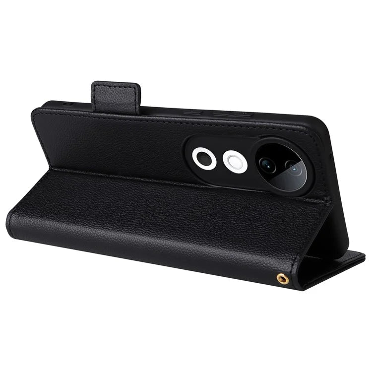 For vivo S19 5G Case with Strap Leather Phone Cover Litchi Texture Horizontal Flip