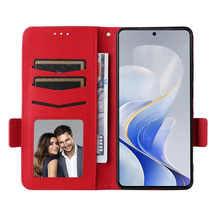 For vivo S19 5G Case with Strap Leather Phone Cover Litchi Texture Horizontal Flip