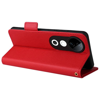 For vivo S19 5G Case with Strap Leather Phone Cover Litchi Texture Horizontal Flip