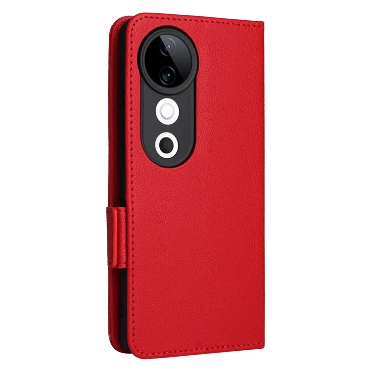 For vivo S19 5G Case with Strap Leather Phone Cover Litchi Texture Horizontal Flip