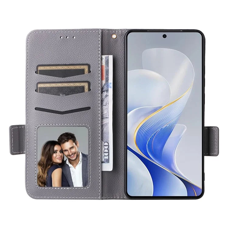 For vivo S19 5G Case with Strap Leather Phone Cover Litchi Texture Horizontal Flip