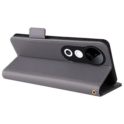 For vivo S19 5G Case with Strap Leather Phone Cover Litchi Texture Horizontal Flip