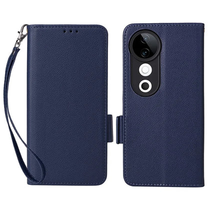 For vivo S19 5G Case with Strap Leather Phone Cover Litchi Texture Horizontal Flip