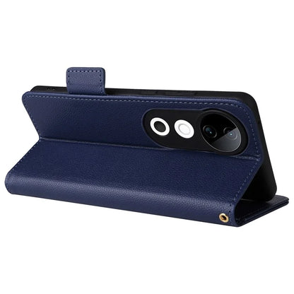 For vivo S19 5G Case with Strap Leather Phone Cover Litchi Texture Horizontal Flip