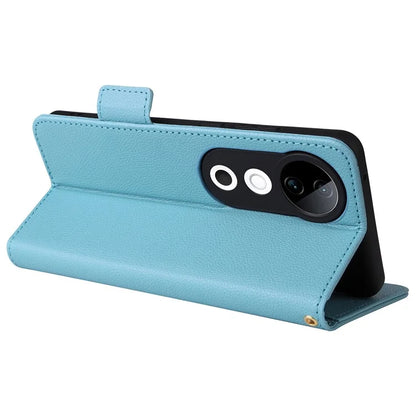 For vivo S19 5G Case with Strap Leather Phone Cover Litchi Texture Horizontal Flip