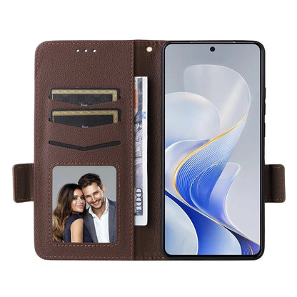 For vivo S19 5G Case with Strap Leather Phone Cover Litchi Texture Horizontal Flip