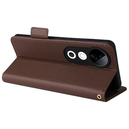 For vivo S19 5G Case with Strap Leather Phone Cover Litchi Texture Horizontal Flip