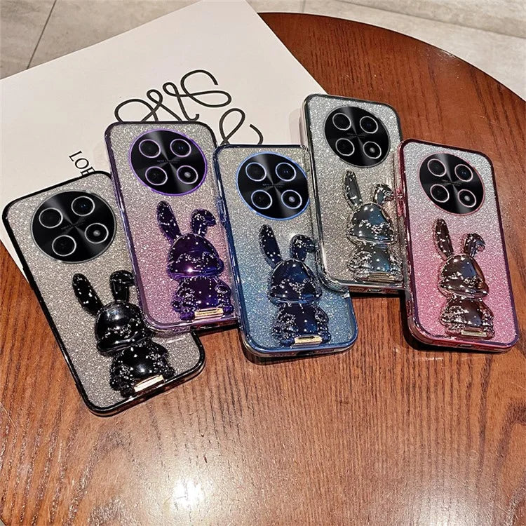 For Huawei Enjoy 70 Pro Case PC+TPU Kickstand Glitter Rabbit Phone Cover