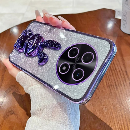 For Huawei Enjoy 70 Pro Case PC+TPU Kickstand Glitter Rabbit Phone Cover