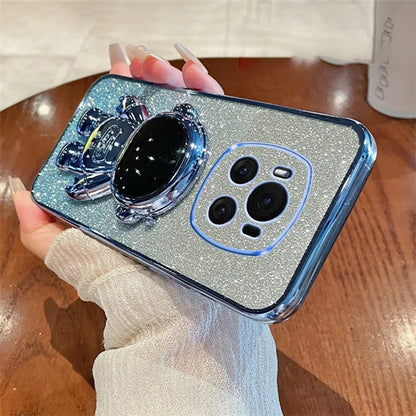 For Honor Magic6 5G Case PC+TPU Electroplating Glitter Phone Cover Astronaut Kickstand