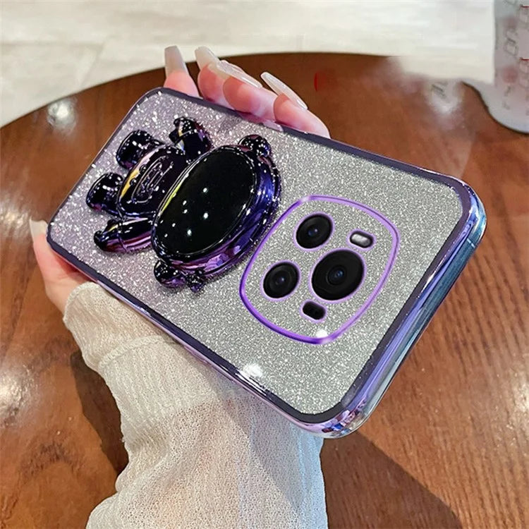 For Honor Magic6 5G Case PC+TPU Electroplating Glitter Phone Cover Astronaut Kickstand