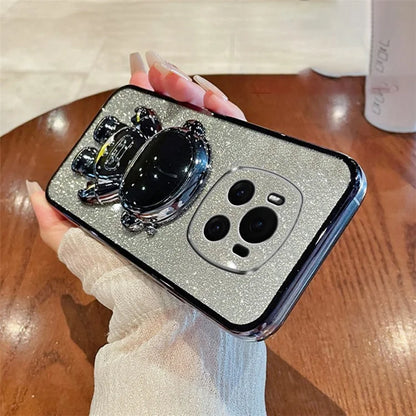 For Honor Magic6 5G Case PC+TPU Electroplating Glitter Phone Cover Astronaut Kickstand