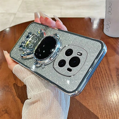 For Honor Magic6 5G Case PC+TPU Electroplating Glitter Phone Cover Astronaut Kickstand