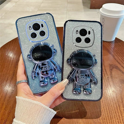 For Honor Magic6 5G Case PC+TPU Electroplating Glitter Phone Cover Astronaut Kickstand