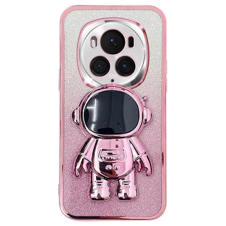 For Honor Magic6 Pro 5G Kickstand Case PC+TPU Astronaut Phone Cover Shiny Glitter