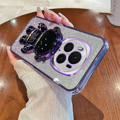 For Honor Magic6 Pro 5G Kickstand Case PC+TPU Astronaut Phone Cover Shiny Glitter