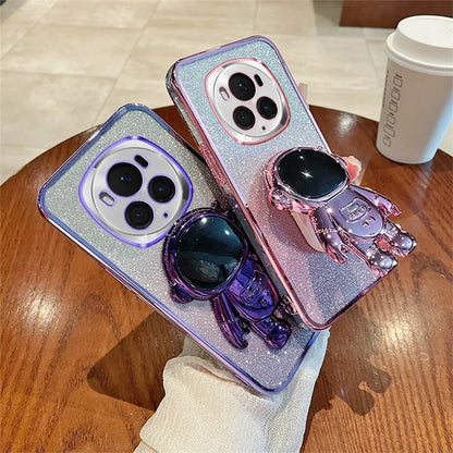 For Honor Magic6 Pro 5G Kickstand Case PC+TPU Astronaut Phone Cover Shiny Glitter