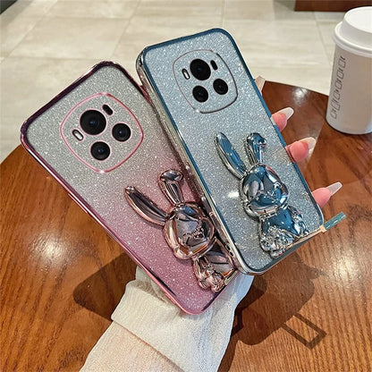 For Honor Magic6 5G Case PC+TPU Rabbit Phone Cover with Pull Kickstand