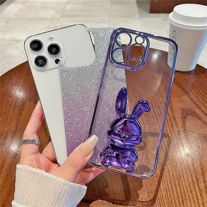 For Honor Magic6 5G Case PC+TPU Rabbit Phone Cover with Pull Kickstand