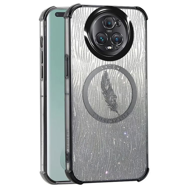KADEM For Honor Magic5 Pro Case Feather Pattern Glittery Soft TPU Phone Cover