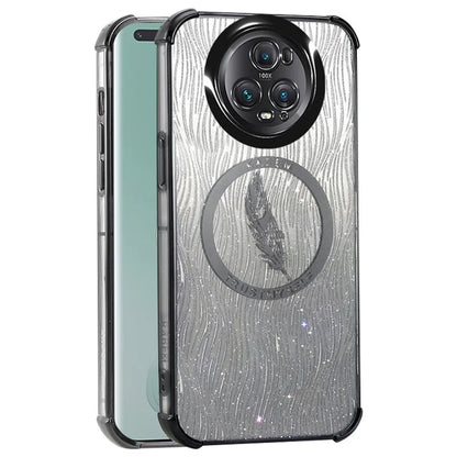 KADEM For Honor Magic5 Pro Case Feather Pattern Glittery Soft TPU Phone Cover