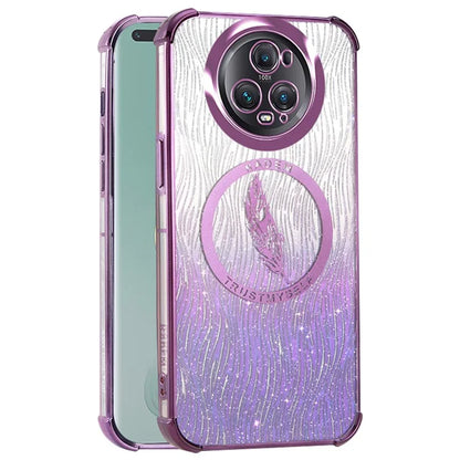 KADEM For Honor Magic5 Pro Case Feather Pattern Glittery Soft TPU Phone Cover