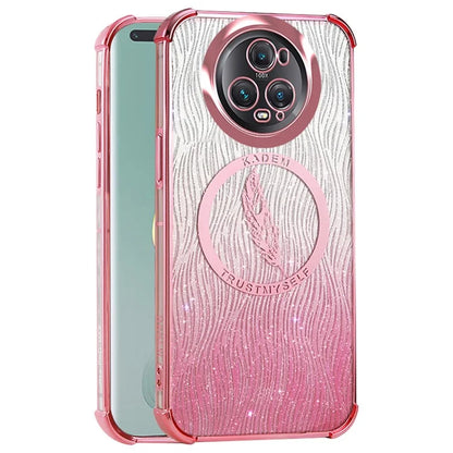KADEM For Honor Magic5 Pro Case Feather Pattern Glittery Soft TPU Phone Cover