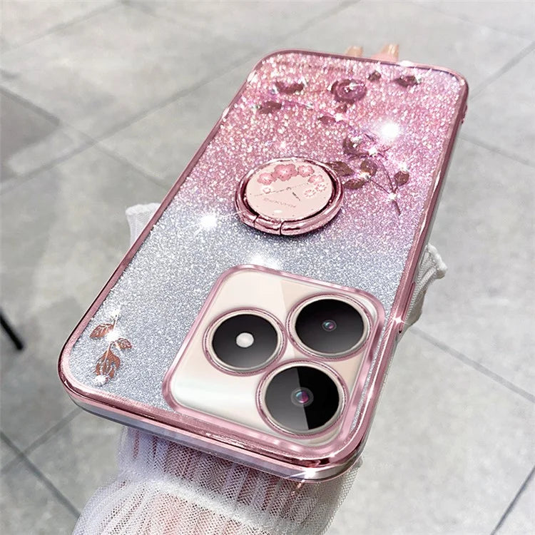 KADEM For Xiaomi Redmi 13 4G / Poco M6 4G Kickstand Case Rhinestone Soft TPU Phone Cover