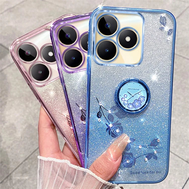 KADEM For Xiaomi Redmi 13 4G / Poco M6 4G Kickstand Case Rhinestone Soft TPU Phone Cover