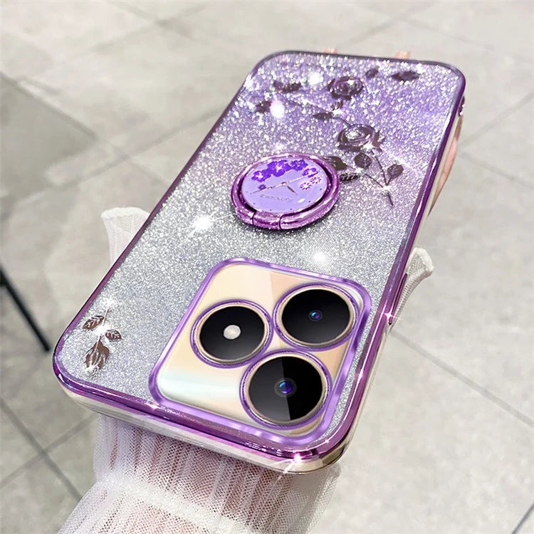 KADEM For Xiaomi Redmi 13 4G / Poco M6 4G Kickstand Case Rhinestone Soft TPU Phone Cover