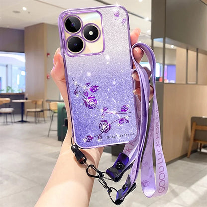 KADEM For Xiaomi Redmi 13 4G / Poco M6 4G Case Glitter Sparkle TPU Phone Cover with Lanyard