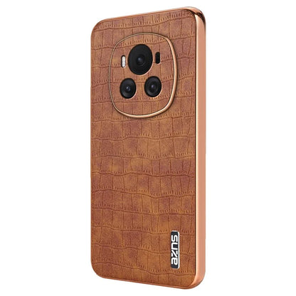 AZNS For Honor Magic6 5G Case Crocodile Pattern Leather+TPU Shockproof Phone Cover